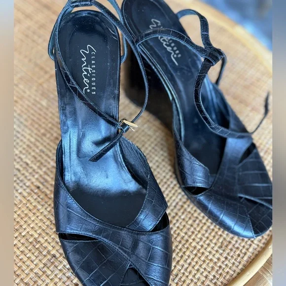 Black Wedge Sandals - Picture 8 of 11